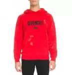 sweatshirt givenchy femmes hommes red distressed cotton logo hoodie